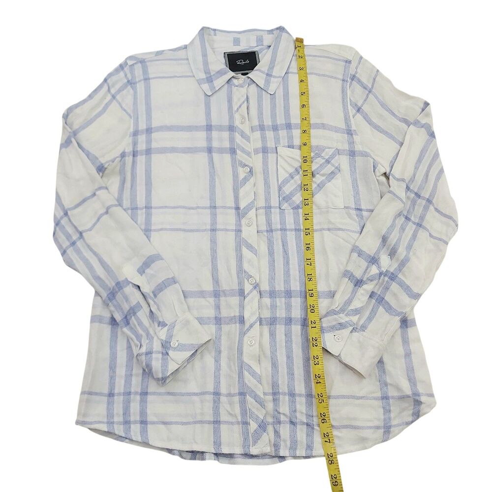 Rails Shirt Womens Medium White Blue Plaid Long Sleeve Button Soft Casual Preppy - Picture 9 of 10